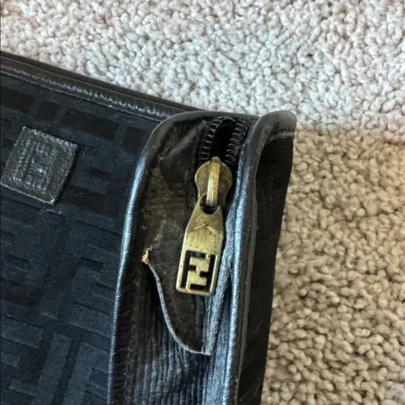Vintage 80s Fendi Black Monogram Envelope Clutch - Picture 3 of 5